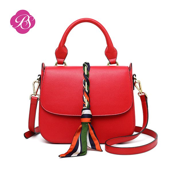 

Pink sugao designer luxury handbags purses women 2019 new fashion shoulder bag simple crossbody bags plain genuine leather handbag red color