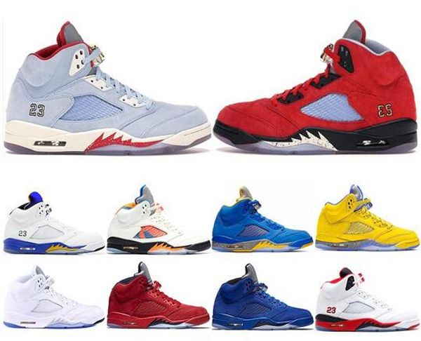 

trophy room 5s ice blue mens basketball shoes 5 laney yellow bred red suede white cement metallic black designer sport sneakers size 41-47