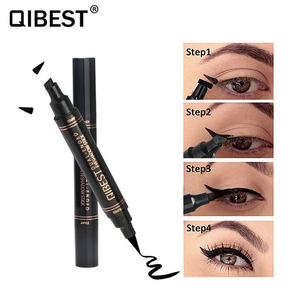 

qi12 color double-headed black seal triangle eyeliner 2-in-1 waterproof eyes makeup kit color eyeliner pen eyeliner stamp
