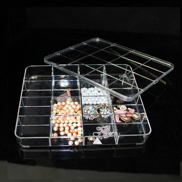 

[ddisplay] transparent acrylic lattice plate with cover, dispersed pearls jewelry case, buddha beads display box, plastic cosmetic showcase, Black