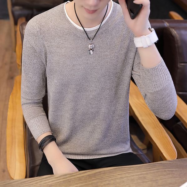 

2019 new fashion brand sweater mens pullover pure color slim fit jumpers knitred woolen autumn korean style casual men clothes, White;black