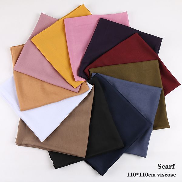 

classic plain cotton viscose big square scarf bandana kerchief headscarf solid color scarves 110x110cm, Blue;gray