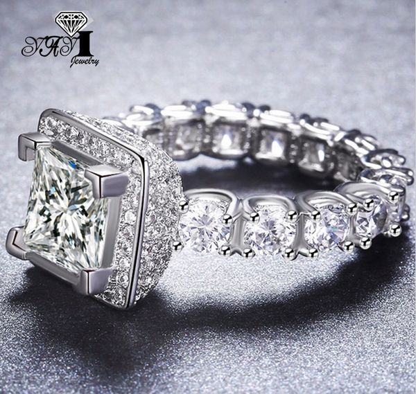 

yayi jewelry fashion princess cut 5.6 ct white zircon silver color engagement rings wedding rings party rings, Slivery;golden