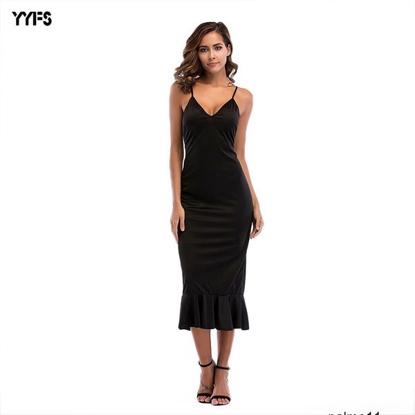 

женщин дизайнер слинг спинки раффлед платье se5u, Black;gray