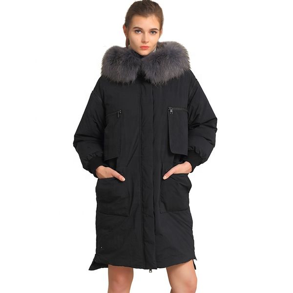 

odm new womens down coat black fashion womens long packable down coat customized car