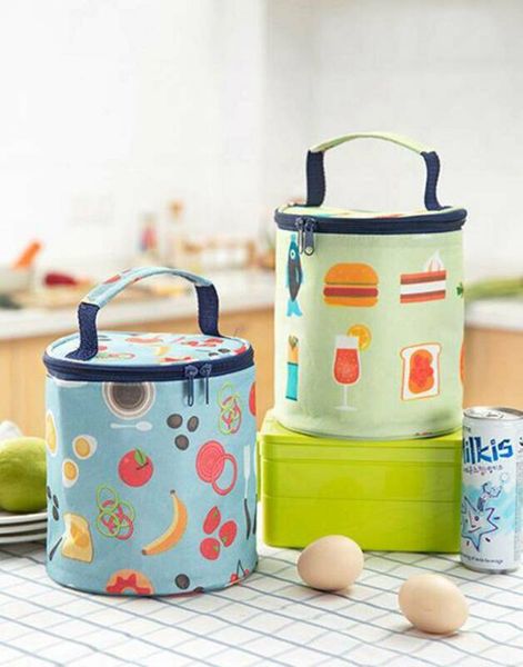

4 personas portable home outing camping lunch boxes insulation tote lunch bags milk egg bag, Blue;pink