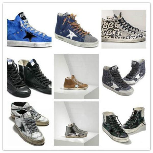 

2019 italy brand golden old tyle de igner fa hion neaker genuine leather men women ca ual hoe goo e trainer francy uper tar g 028, Blue;gray