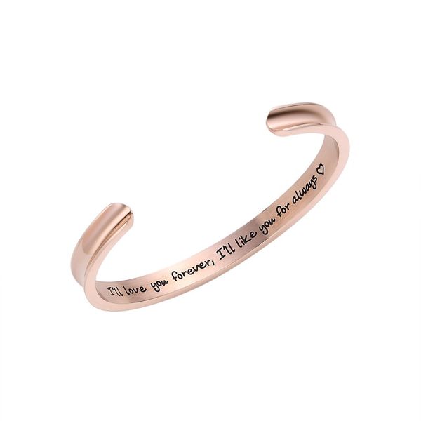

love you forever letters bracelet bangles for women cuff open stainless steel for lover couple birthday daily gift love bracelet, Black
