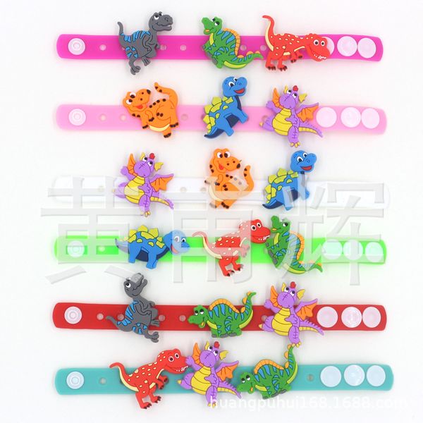 

New arrival dino aur hoe flower ilicone hole bracelet pvc dino aur children 039 wri tband fa hion children 039 bangle party gift
