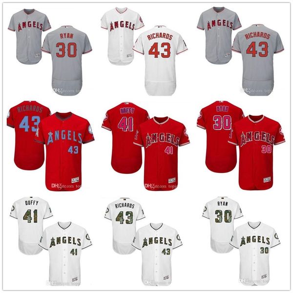 

custom men women youth majestic la angels jersey #30 nolan ryan 43 garrett richards red baseball jerseys wholesale, Blue;black