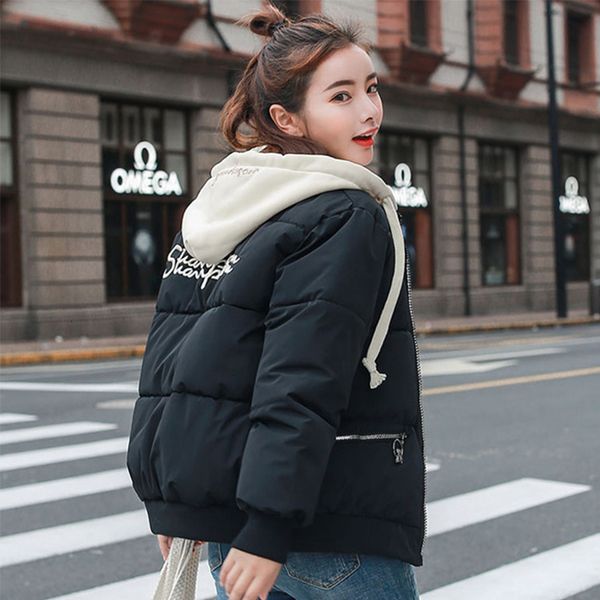 

2019 new arrivals winter jas women hooded warm thicken women's short jacket violated loose ladies parka chaqueta mujer invierno, Black