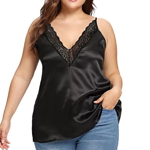 

summer plus размер xl-5xl кружево бретели женщина повседневной v-образный вырез без рукавов твердых черное кружева топы женской дряблой vest, White