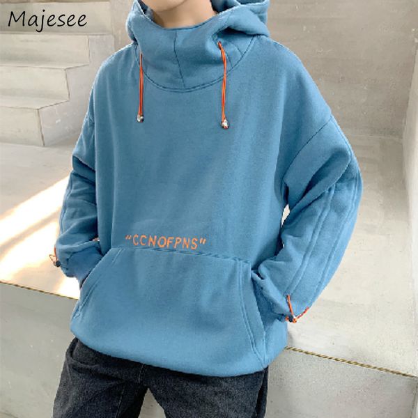 

men hoodies all-match thickening plus velvet oversize mens pullover leisure daily chic fashion korean style harajuku printed new, Black