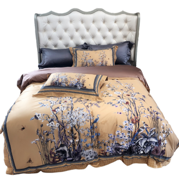 

high-end home textile new chinese style 100s horse cotton cotton four-piece set