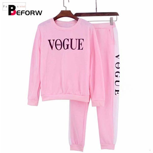 

sleeve long 2 piece set women vogue letter printed two pants suit tracksuits women autumn winter sweatshirt piece outfit, White
