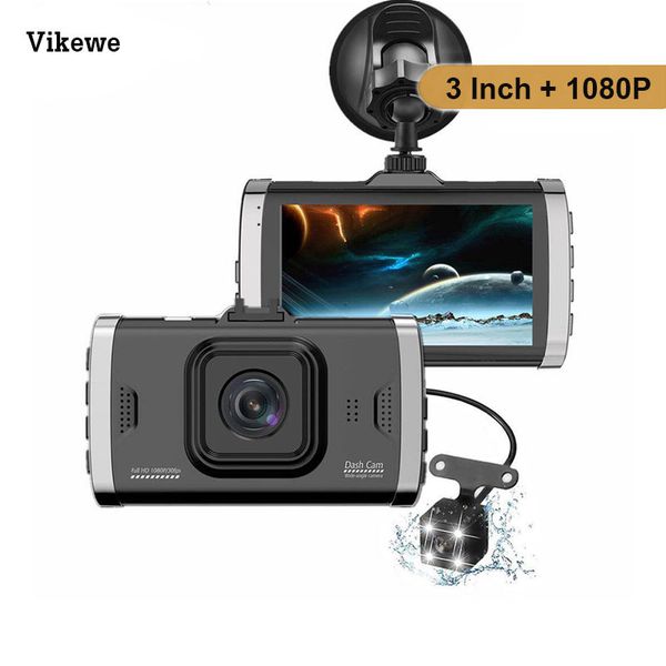 

vikewe dash camera 3.0 inch ips car dvr dual lens full hd 1080p rear view mirror dvrs vehicle registrar recorder night version