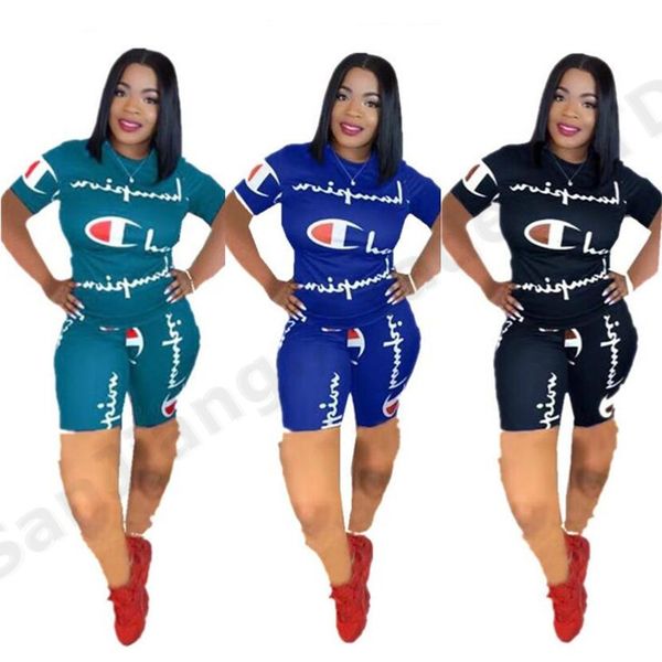 

Women champion letter ummer hort uit hort leeve t hirt tee hort pant two piece et track uit jogger yoga outfit 2xl a3162