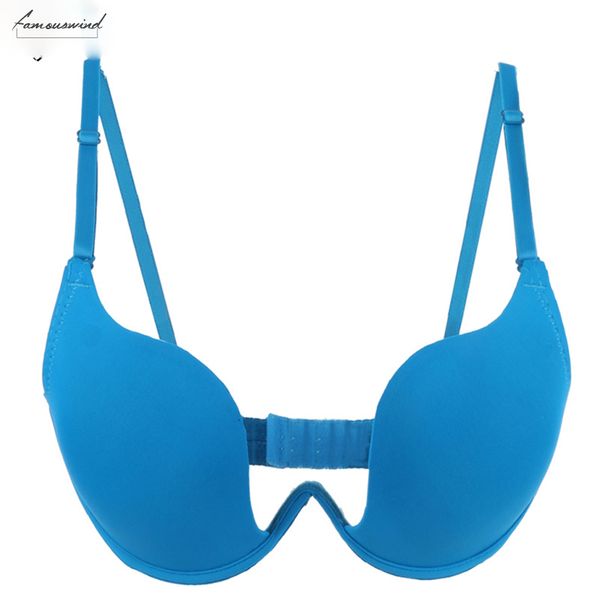 

fashion women bra deep u low cut push up backless bra brassiere sujetador sutian underwear bralette, Red;black