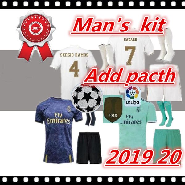 

man kit 2019 20 real madrid home away soccer jerseys 19 20 modric marcelo benzema bale mariano third hazard 7 man jovic football shirts, Black