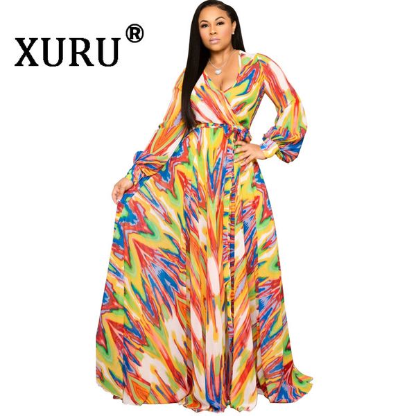 

xuru 2019 summer new chiffon dress digital print bohemian style large loose dress women's clothing s-3xl-5xl, Black;gray