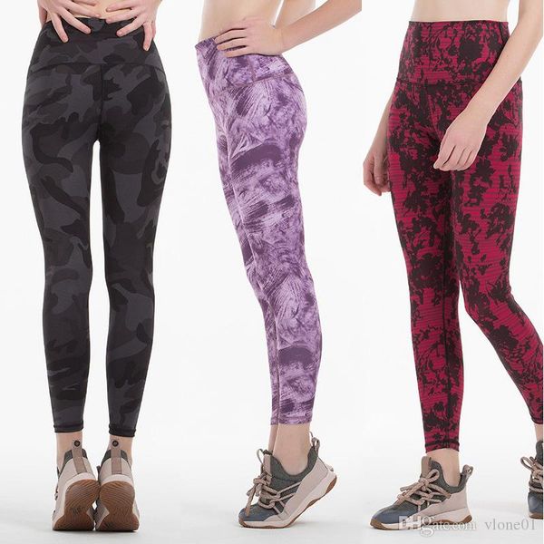 

lu fitness athletic yoga pants women girls high waist running yoga outfits ladies sports leggings ladies camo pants workout, Black;white