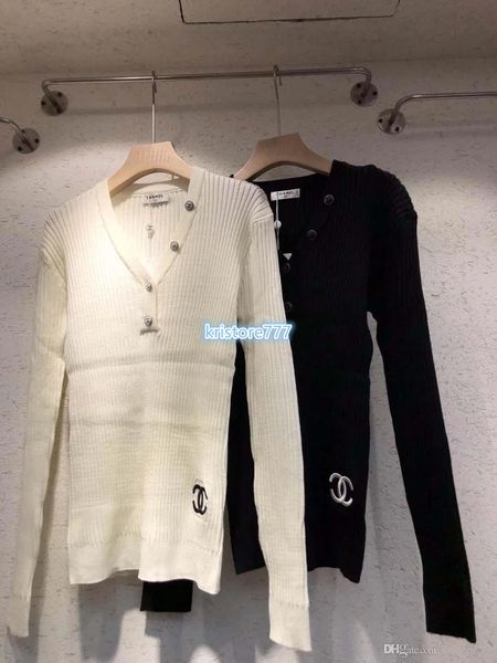 

luxury design women letter embroidery knitwear cardigan sweaters v-neck the girls runway stretch viscose knitted slim sweaters, White;black