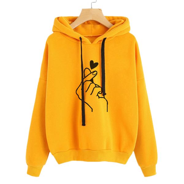 

women long sleeve printed heart hoodies lovely jumper casual loose pullover sweatshirt outwear harajuku winter streetwear new, Black
