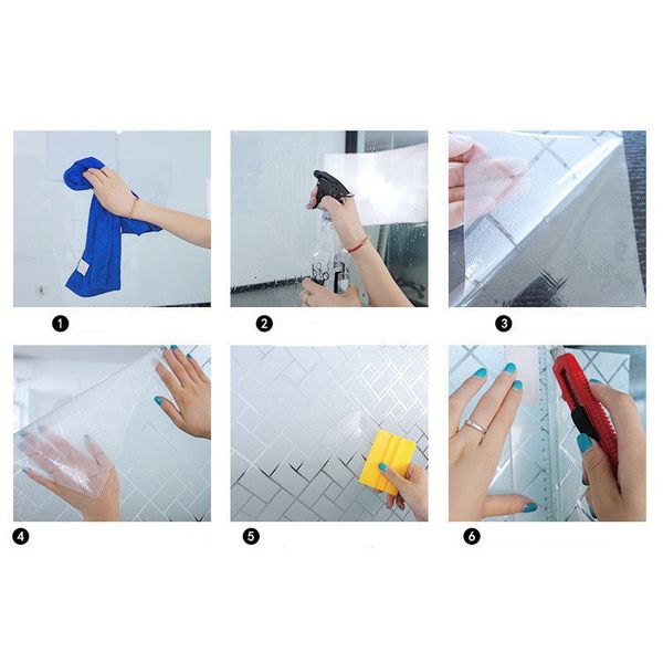 

4 decorative film on the window cover film self adhesive glass sticker foil sunscreen pvc waterproof bathroom #t1p