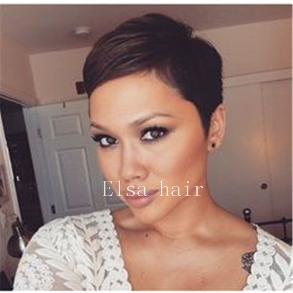 Short Pixie Cut Hair Short Black Hairstyles Human Hair Wigs For Women Peruvian Hairpieces Women Fashion Wigs Canada 2019 From Zl7011 Cad 57 54