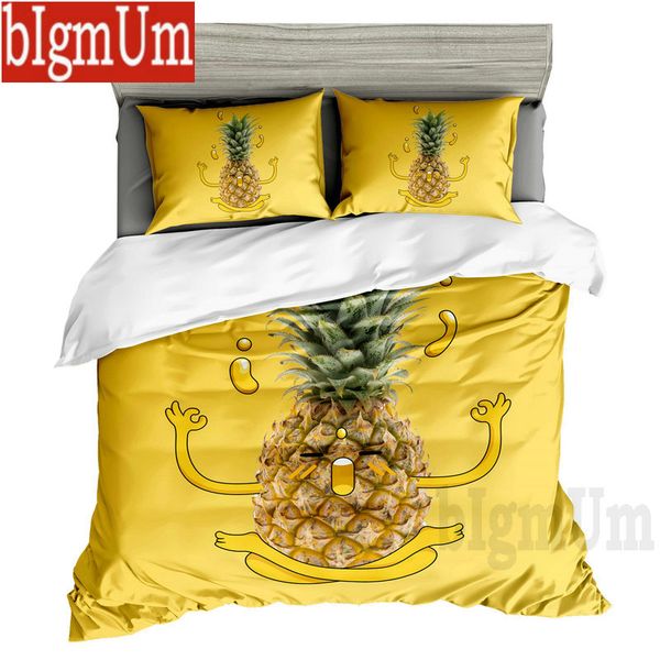 3D Pineapple Fruit Bedding Set Duvet Cover Pillowcase Quilt//Comforter Cover