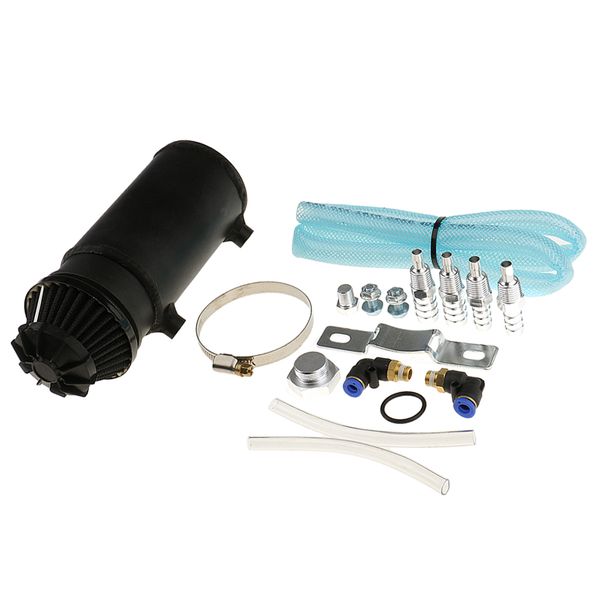 

black aluminum 500ml engine oil breather tank catch can reservoir air filter