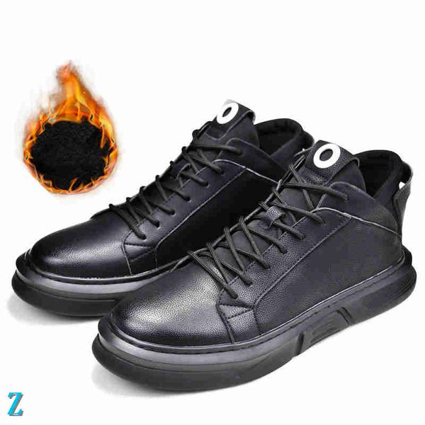 

new brand designer men's warm winter shoes male high-casual shoes male athletic shoes sneakers 38-44z, Black