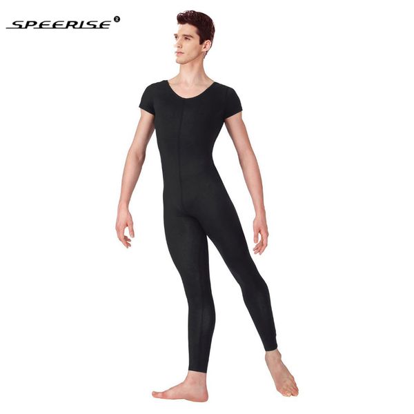 

speeris one piece black mens unitard lycra ballet short sleeve full body tight jumpsuit unitards dance costumes bodysuit stage, Black;red