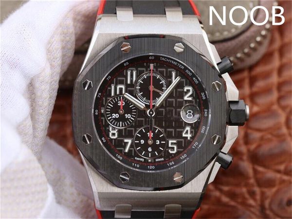 

jf super 26470 orologio di lusso series steel shell ceramic ring 42mm black and red rubber band 12h time 3126 movement designe watches, Slivery;brown