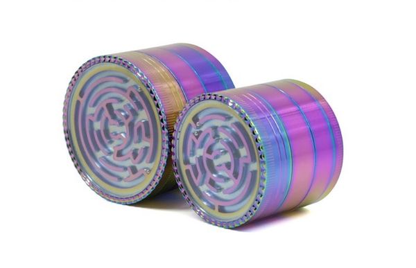 

63mm 52mm tobacco grinder iceblue 4 layers alloy rainbow maze herb grinder smoke grinders smoking filter accessories
