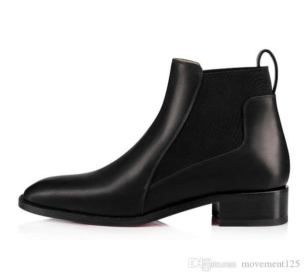 

fashion winter boots marmada red bottom ankle boots for women luxury designer square heels lady booties flats paris dress wedding, Black