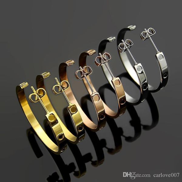 

2019 new fashion brand women's charm screws 18k rose gold titanium steel large c shape earrings women love earrings, Golden;silver