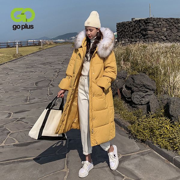 

goplus women's down parka jacket casual solid knee length long thick winter jacket women outwear abrigos mujer invierno 2019, Black