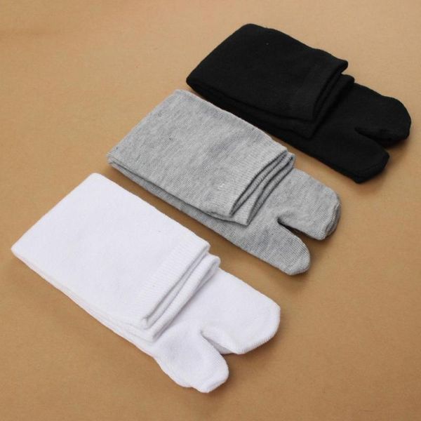 

one pair japanese flip flop sandal split toe socks footful men's kimono foot finger geta clog cotton polyester socks, Black