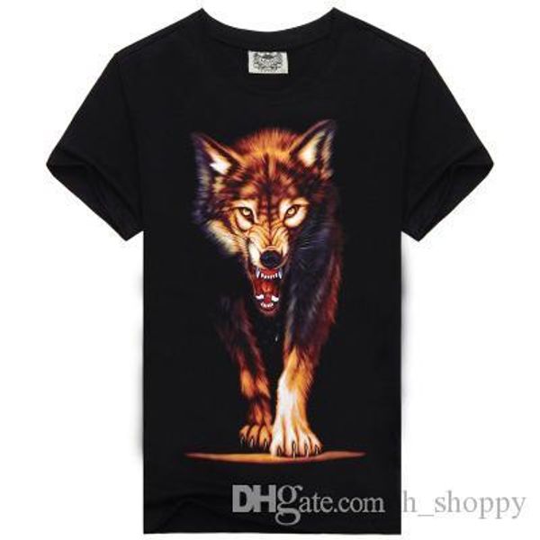 

fashion europe and the united states trend men's t-shirt 3d animal print rock band cotton round neck short-sleeved shirt size m-3xl, White;black
