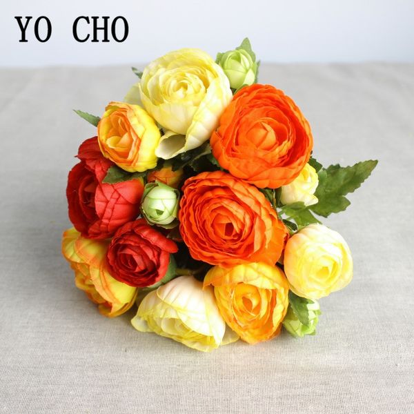 

yo cho artificial fake flowers 10 heads roses silk flower bouquet burgundy pink rose flowers wedding home party prom table decor