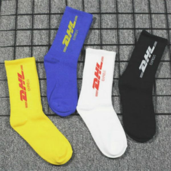 

mens women knee-high sock street socks popular logo medium tube socks college of the wind skateboard sports medium hose wholesale, Black