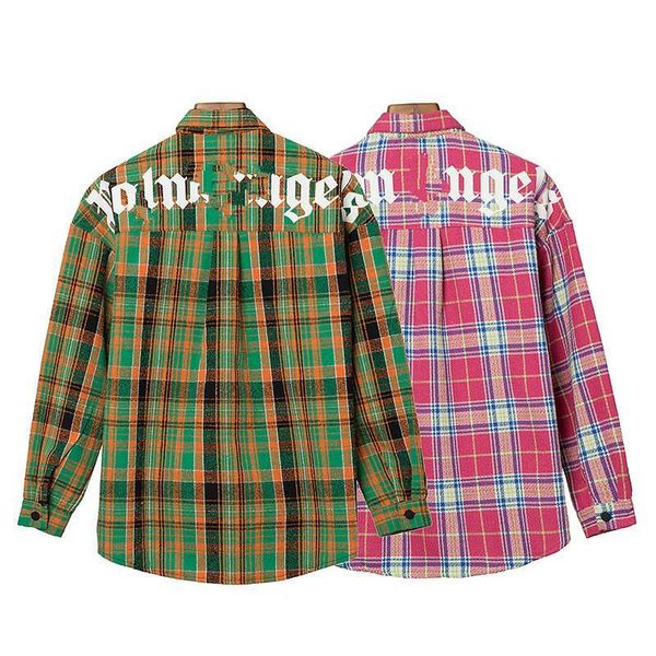 

2020s plam icon high edition plaid shirt palm english alphabet print lapel long sleeve shirt autumn s-xl qwdzz7jyk#, Black