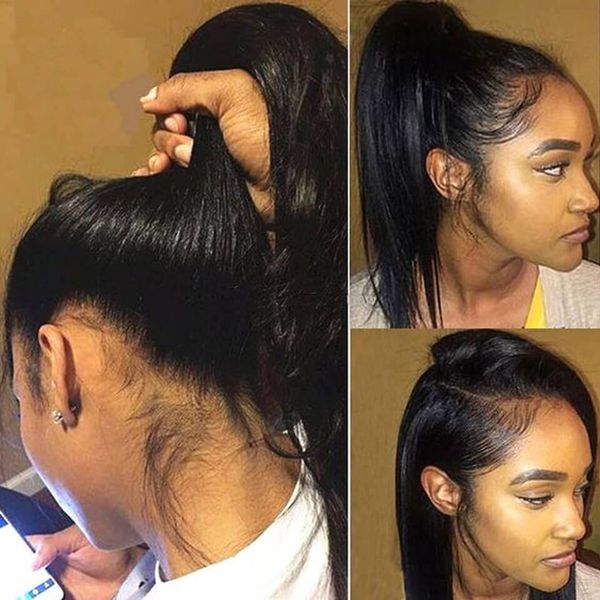 Lace Front Wigs Straight Texture Human Hair Pre Plucked Natural