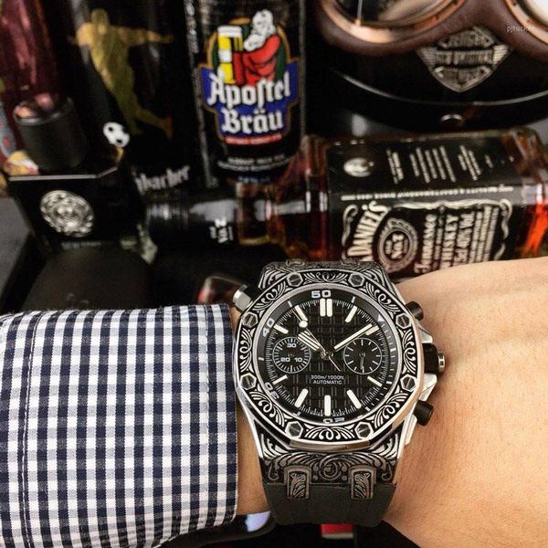 

men watches automatic movement 42mm*15mm watches watch male clock men party1, Slivery;brown