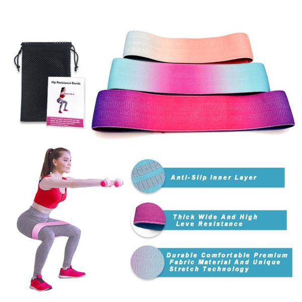 

3pcs sports exercise resistance loop athletic rubber bands elastic booty set for yoga strength training fitness gym equipment