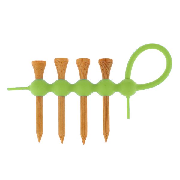 

rubber mini portable golf tees holder tool carrier clip + 4pcs wood golf tees accessories - 4 colors