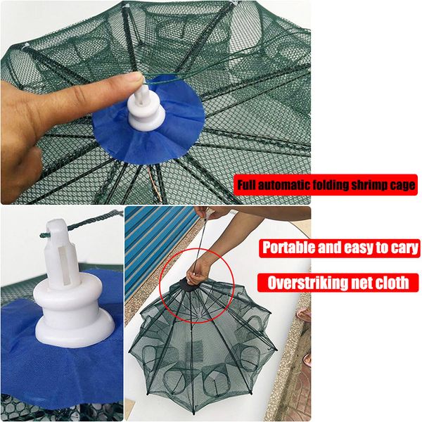 

automatic fishing net trap folded hexagon 4 6 8 12 16 20 holes automatic fishing shrimp trap fish shrimp minnow crab baits pesca