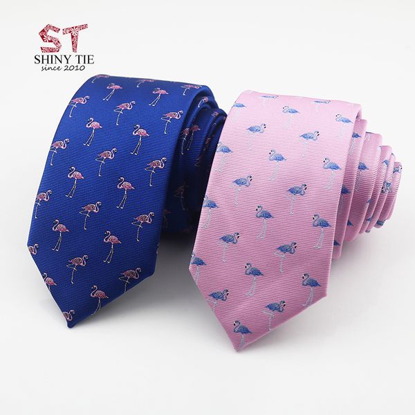 

formal men's tie polyester 6cm flamingo elephant print animal neck tie for men business causal fashion party wedding accessories, Blue;purple
