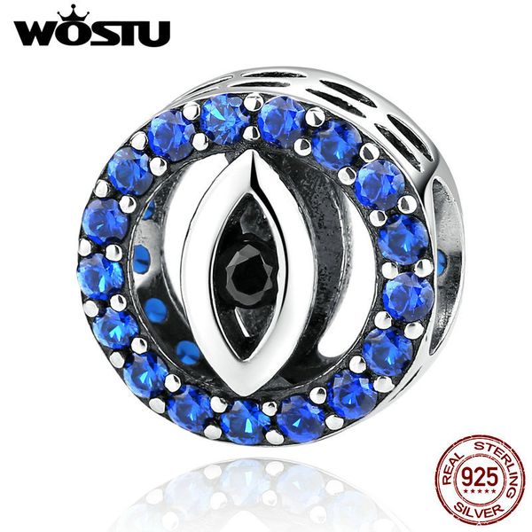 

новое прибытие 925 sterling silver eye charm шарик с голубой cz fit оригинального wst браслет способ аутентичных подарок ювелирных изделий, Blue;slivery